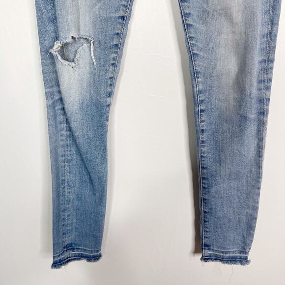 AG Adriano Goldschmied Womens 27 Legging Super Skinny Ankle Jean Ripped Open Hem - Picture 4 of 10